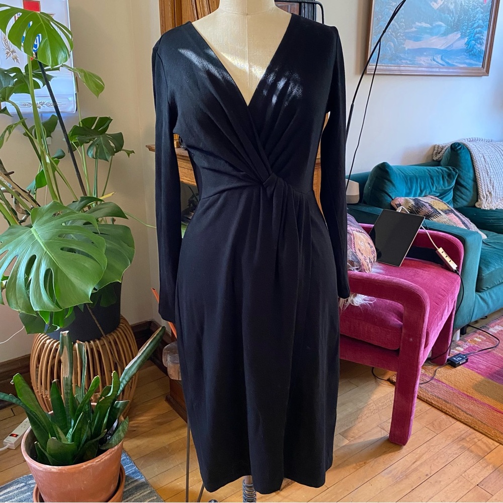 Club Monaco Black Faux Wrap Dress